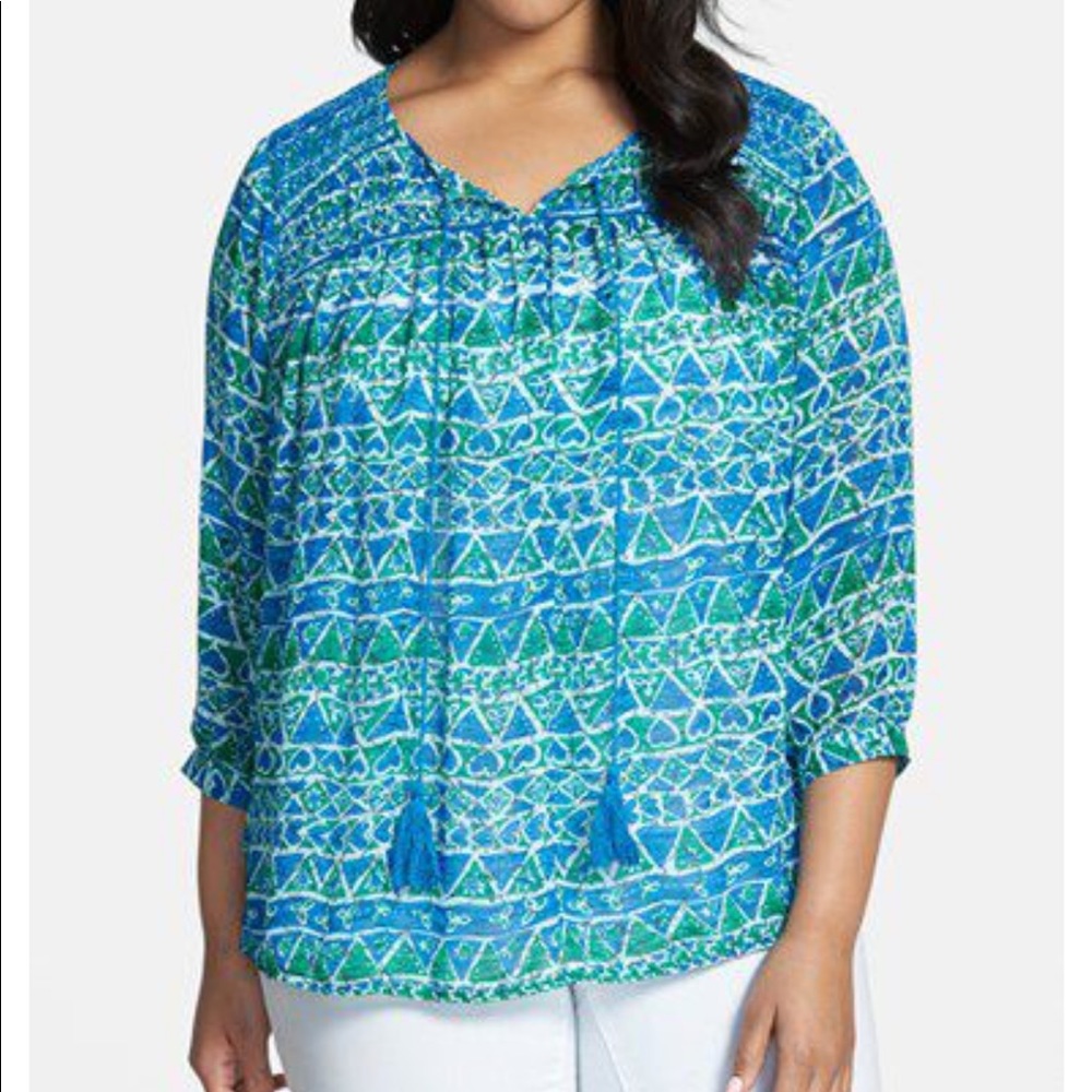 Two by Vince Camuto- blue/green blouse, XS